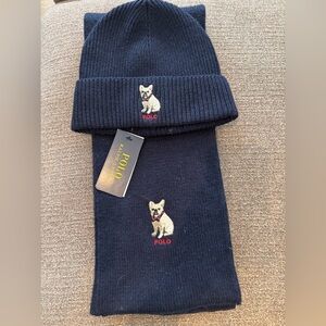 Ralph Lauren Men’s Embroidered Frenchie Beanie and Scarf